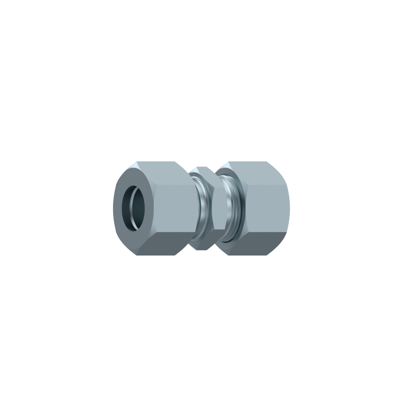 Pipe connection (straight) with rings and nuts for 12 mm pipe DIN 2353 L-series Zn