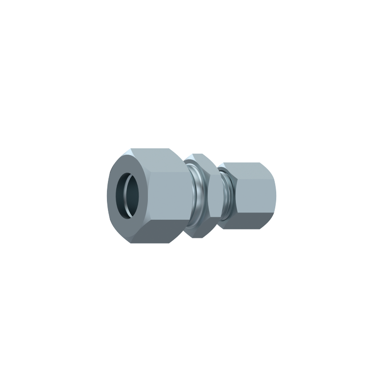 Pipe connection (straight) with rings and nuts for 18-22mm pipe DIN 2353 L-series Zn