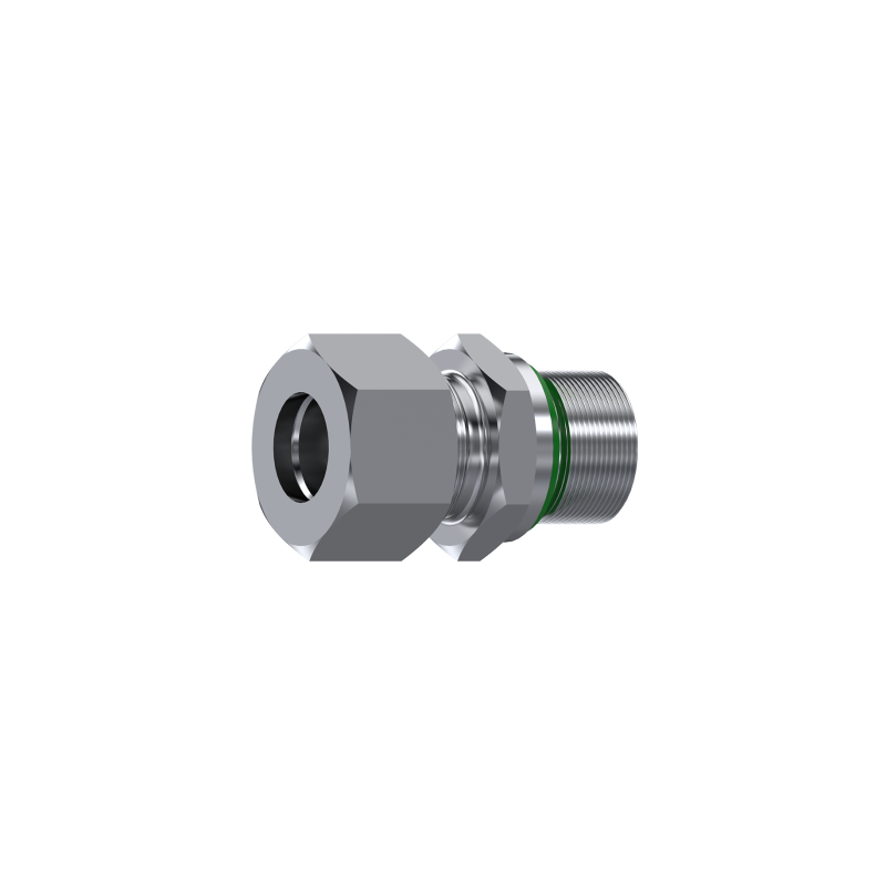 Adapter nipple (straight) for 12mm (M18x1,5)  pipe with nut and ring - 3/8"BSP AISI316L DIN 2353 L-series