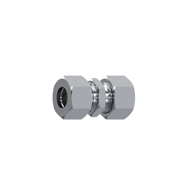 Pipe connector, straight for 12mm (M18x1,5) pipe with nuts and rings AISI316L DIN 2353