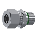 Adapter nipple (straight) for 12mm (M18x1,5)  pipe with nut and ring - 3/8"BSP AISI316L DIN 2353 L-series